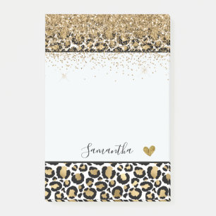 Schwarzer Goldleopardruckspanner Post-it Klebezettel