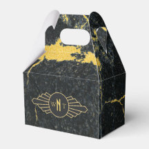 Schwarzer Goldmarmor Drei Buchstaben Monogram Art 