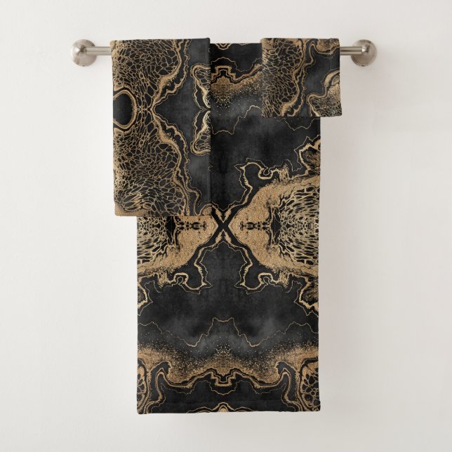 Schwarzer Goldmarmor Hübsch Badhandtuch Set (Insitu)