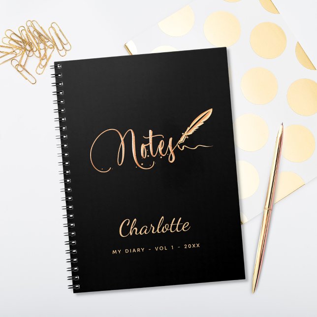 Schwarzer Goldstift elegantes Skriptname Notizblock (Von Creator hochgeladen)