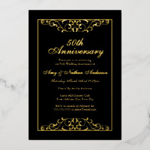 Schwarzer Goldstrudel 50. Hochzeitstag  Folieneinladung