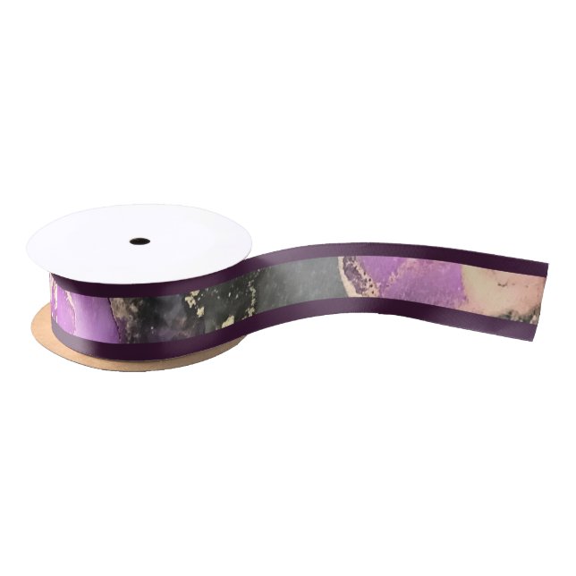 Schwarzer Goldwein Lila Grenzstreifen Satinband (Spule)