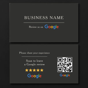 Schwarzer Google-Bewertungs-QR-Code Visitenkarte