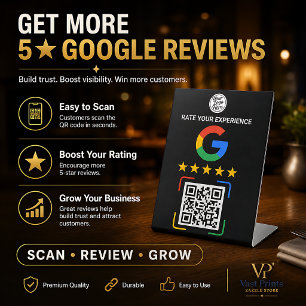 Schwarzer Google Review Podestständer Benutzerdefi Sockelschild
