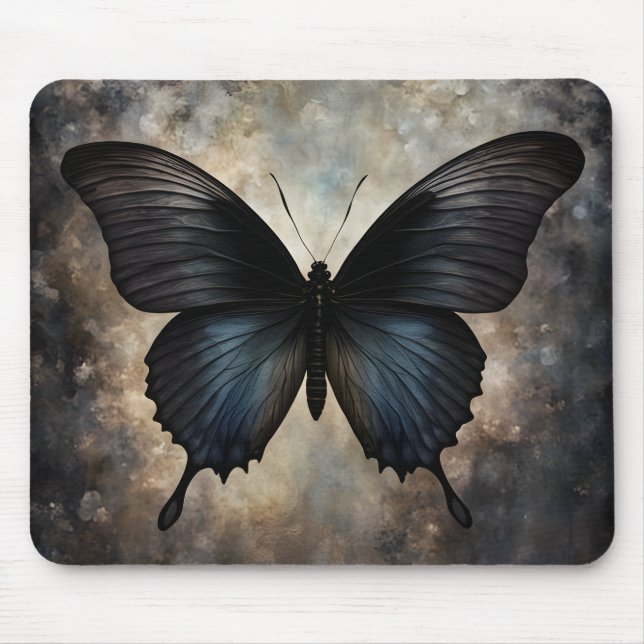 Schwarzer Gothic Schmetterling Mousepad (Vorne)