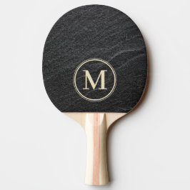 Schwarzer Granitstein Monogramm Tischtennis Schläger