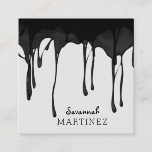 Schwarzer Grau Dripping Abstrakt Nahtlos Elegant Quadratische Visitenkarte