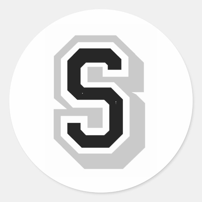 Schwarzer Graubuchstabe S Runder Aufkleber (Vorderseite)