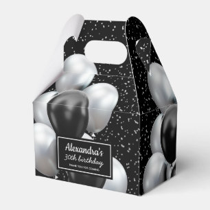 Schwarzer Grauer Ballon Chic Danke Geburtstag Geschenkschachtel