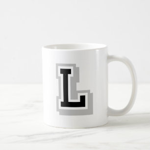 schwarzer grauer Buchstabe L Tasse