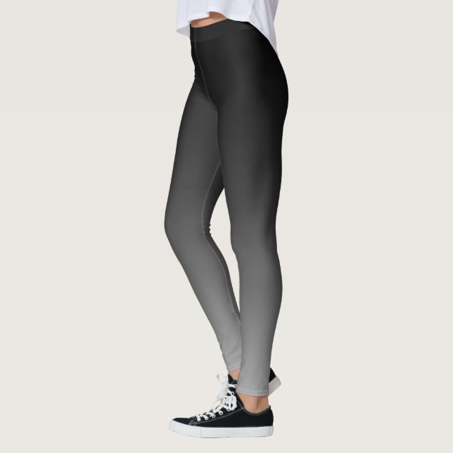 Schwarzer Grauer Ombre Gradient Leggings (Links)