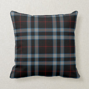 Schwarzer grauer roter blauer Tartan kariert Kissen