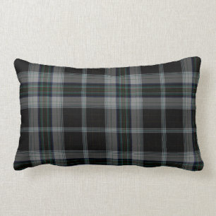 Schwarzer grauer Tartan kariert Lendenkissen