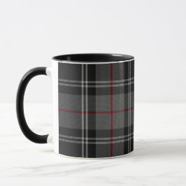 Schwarzer graues Weißroter Tartan kariert Tasse