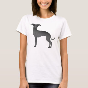 Schwarzer Grauhund-Cartoon-Illustration T-Shirt