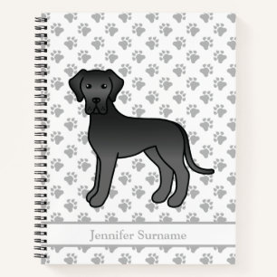 Schwarzer Great Dane Süßer Cartoon-Hund & Text Notizbuch