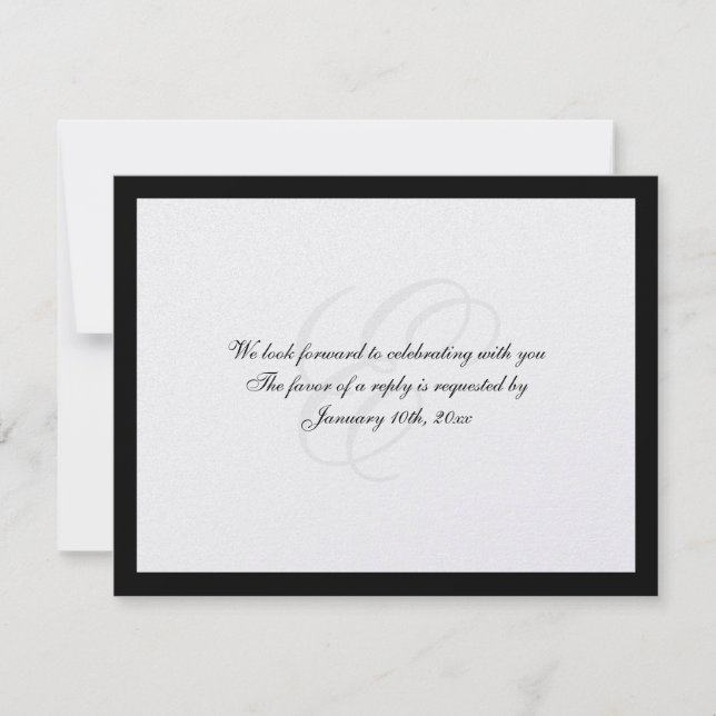 Schwarzer Grenzschimmer traditionelle Hochzeitsrea RSVP Karte (Vorderseite)