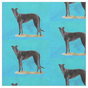 Schwarzer Greyhound Stehend Hund Kunstwerk Stoff