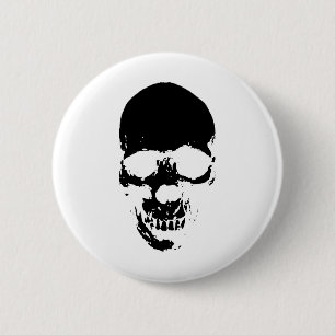 Schwarzer grimmiger Sensenmann Skull Button