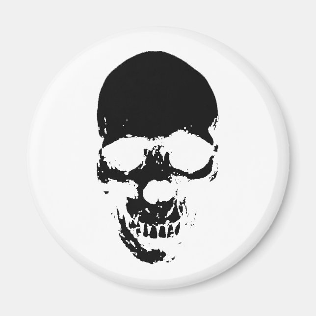 Schwarzer grimmiger Sensenmann Skull Magnet (Vorne)