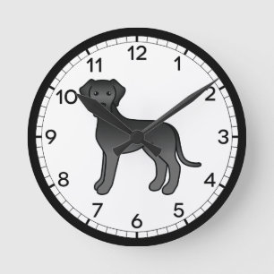 Schwarzer Großer Dane Cartoon Runde Wanduhr