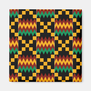 Schwarzer, grüner, roter und gelber Kente Stoff Magnet