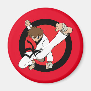 Schwarzer Gurt-Karate/Ninja brünetter Junge Magnet