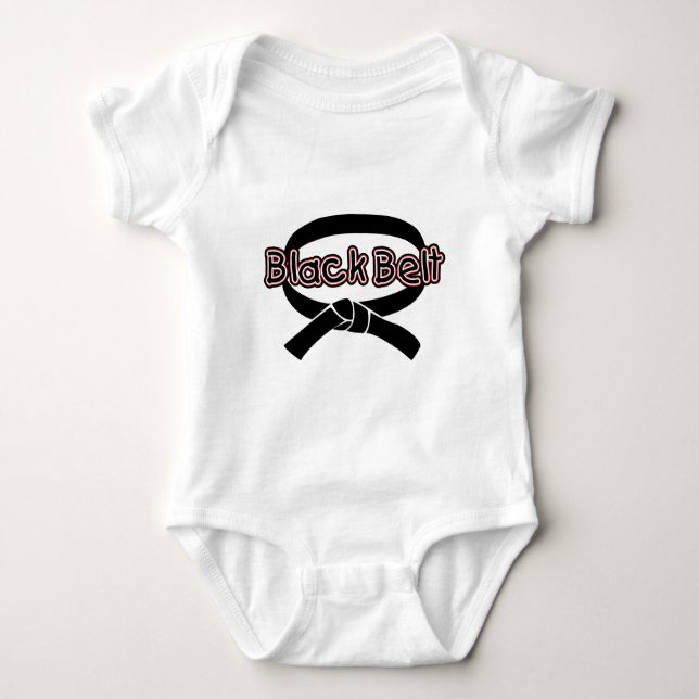 Schwarzer Gürtel (rot) Baby Strampler (Vorderseite)
