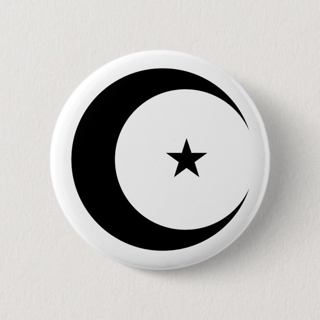 Schwarzer Halbmond und Stern für Ramadan Button (Vorderseite)