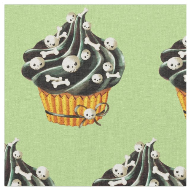 Schwarzer Halloween-kleiner Kuchen mit den kleinen Stoff (Nahaufnahme)