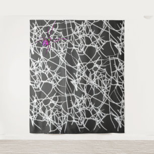 Schwarzer Halloween Spiderweb Foto Hintergrund Wandteppich