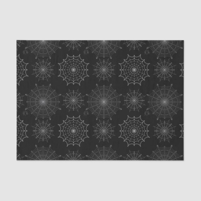 Schwarzer Halloween-Spinnennetze Seidenpapier (Vorderseite)