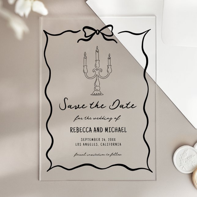 Schwarzer, handgezeichneter Bogen Hochzeit Save th Acryleinladungen (Von Creator hochgeladen)