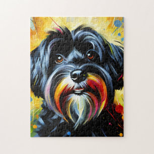 Schwarzer Havanese Hund Acryl Druck Hunde Liebhabe Puzzle