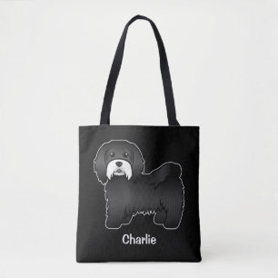 Schwarzer Havanese mit weißem Schnurrbart und indi