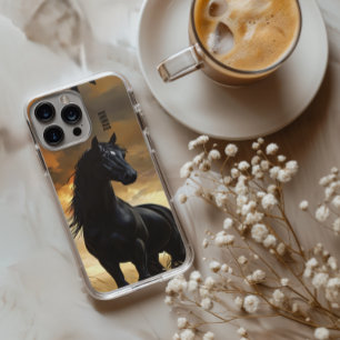 Schwarzer Hengst personalisierter Name iPhone 16 Pro Hülle