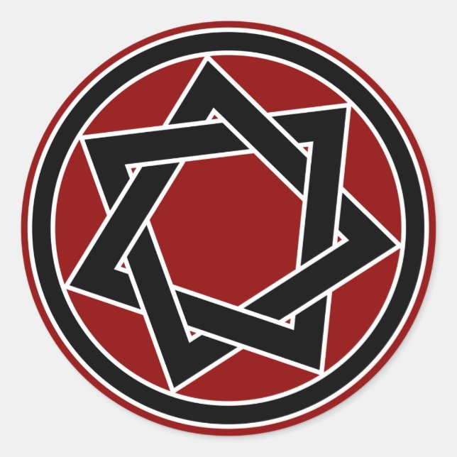 Schwarzer Heptagram Runder Aufkleber (Vorderseite)
