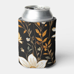 Schwarzer Herbst Boho Vintag Gold Floral Muster Dosenkühler