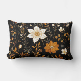Schwarzer Herbst Boho Vintag Gold Floral Muster Lendenkissen