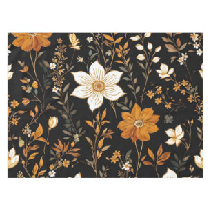 Schwarzer Herbst Boho Vintag Gold Floral Muster Tischdecke