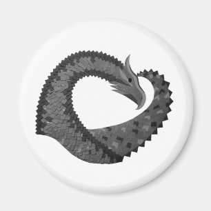 Schwarzer Herzdrache auf Weiß Magnet