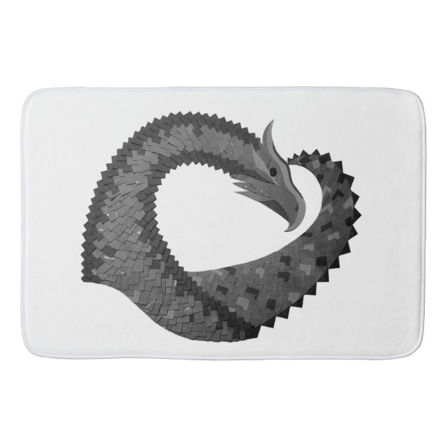 Schwarzer Herzdrache in Weiß Badematte (Vorderseite)