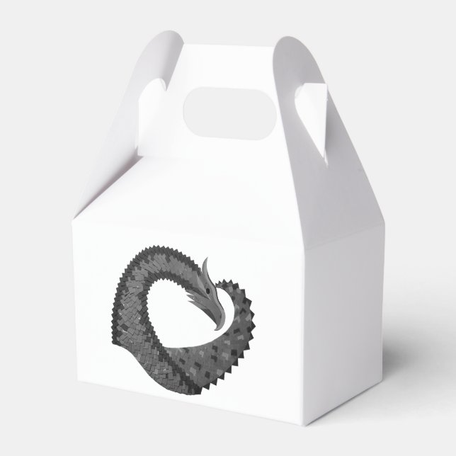 Schwarzer Herzdrache in Weiß Geschenkschachtel (Vorderseite)