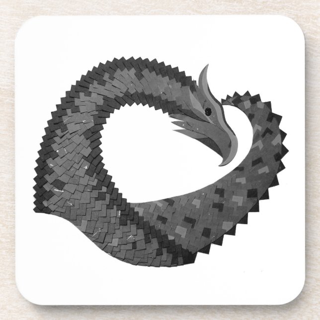 Schwarzer Herzdrache in Weiß Getränkeuntersetzer (Vorderseite)
