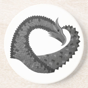 Schwarzer Herzdrache in Weiß Getränkeuntersetzer