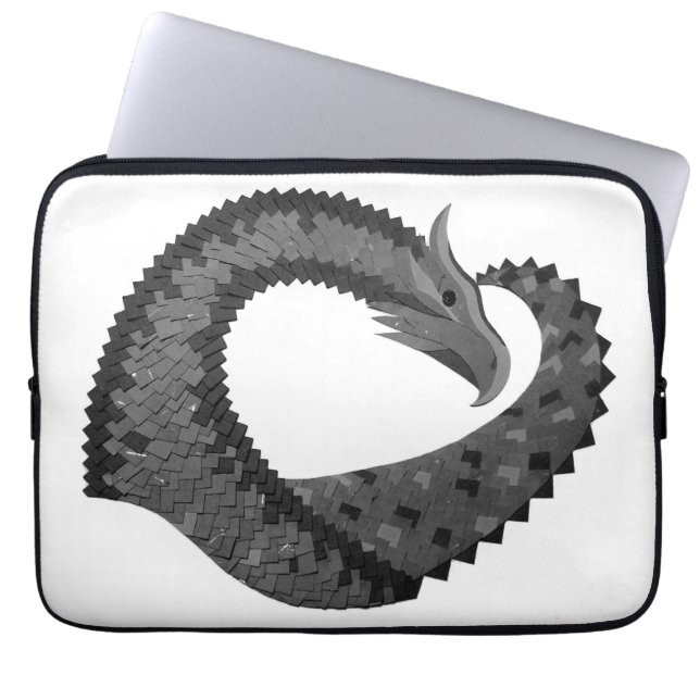 Schwarzer Herzdrache in Weiß Laptopschutzhülle (Vorderseite)