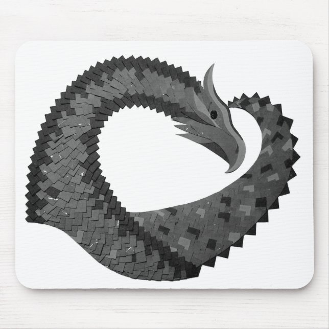 Schwarzer Herzdrache in Weiß Mousepad (Vorne)