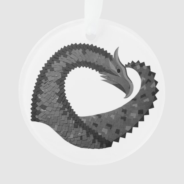 Schwarzer Herzdrache in Weiß Ornament (Vorderseite)