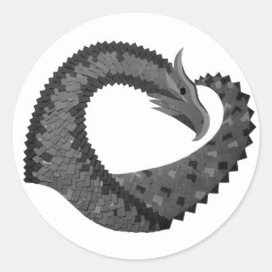 Schwarzer Herzdrache in Weiß Runder Aufkleber