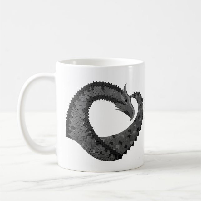 Schwarzer Herzdrache in Weiß Tasse (Links)